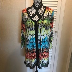 Colorful Feather Motif Tunic Top Peter Nygard